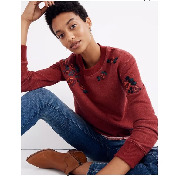 Miles by Madewell | Embroidered Cutoff Semi Crop Sweatshirt - Picture 1 of 11